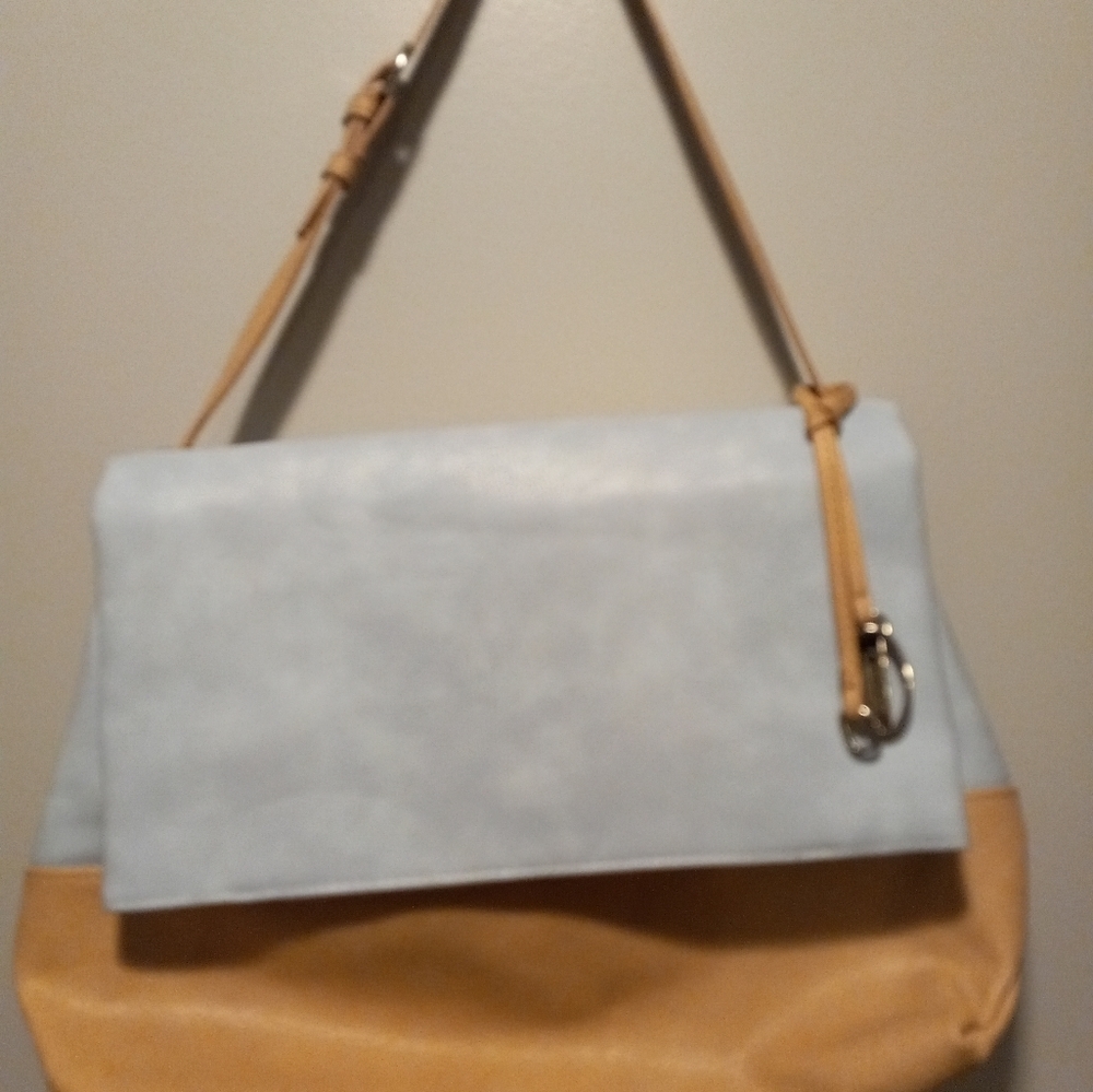 Carlos Santana HandbagPowder Blue/Beige Tote Faux Leather Shoulder Bag P…